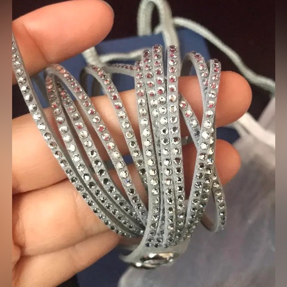 RETIRED, Authentic Swarovski Slake Light Gray Wrap Bracelet ( choker ). BNIB. - Picture 7 of 15